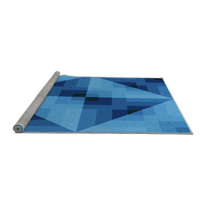Sideview of Machine Washable Transitional Blue Rug, wshpat2763lblu