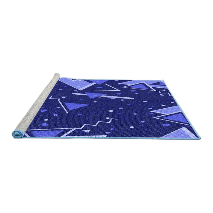 Sideview of Machine Washable Transitional Earth Blue Rug, wshpat2764blu