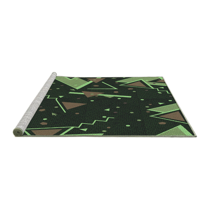 Sideview of Machine Washable Transitional Green Rug, wshpat2764grn