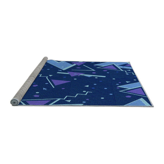 Sideview of Machine Washable Transitional Blue Rug, wshpat2764lblu