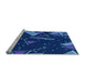 Sideview of Machine Washable Transitional Blue Rug, wshpat2764lblu