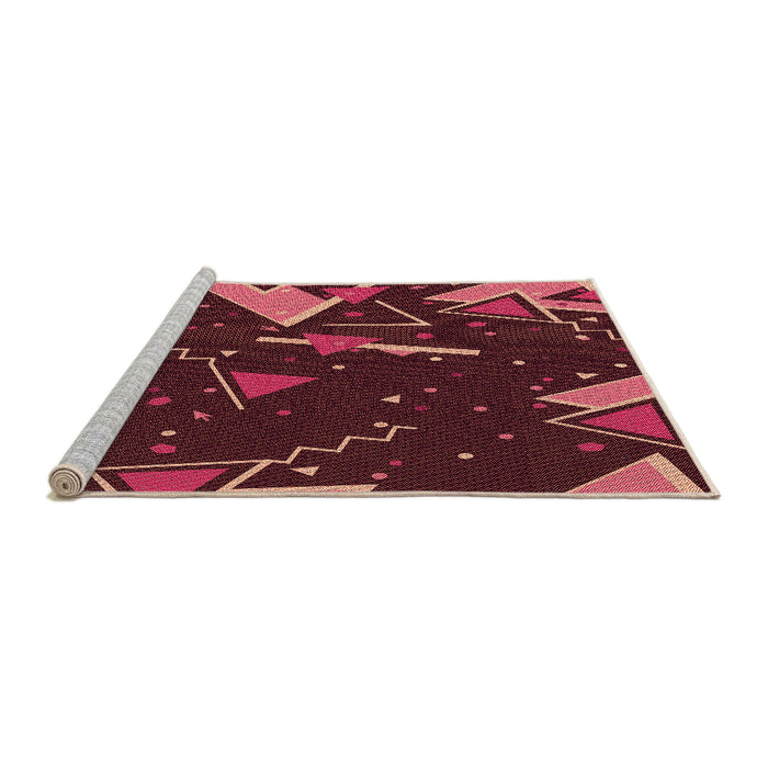 Sideview of Machine Washable Transitional Deep Red Rug, wshpat2764org
