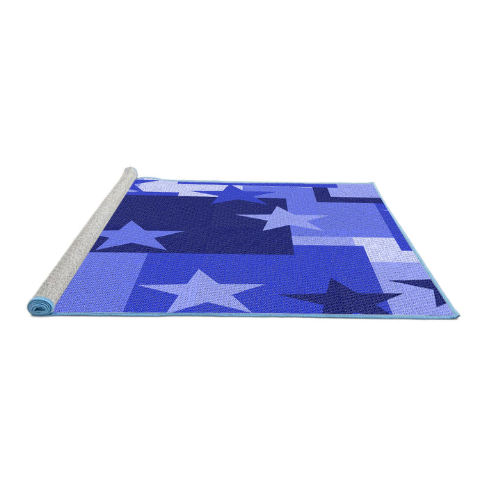 Sideview of Machine Washable Transitional Sky Blue Rug, wshpat2765blu