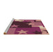 Sideview of Machine Washable Transitional Rose Red Rug, wshpat2765brn