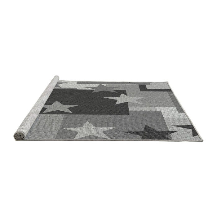 Sideview of Machine Washable Transitional Grey Gray Rug, wshpat2765gry