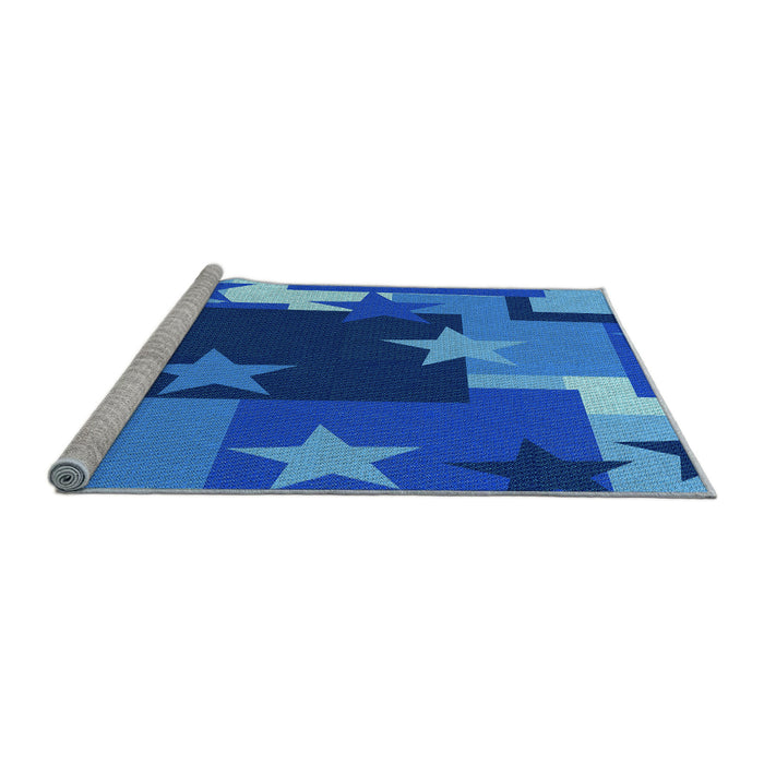 Sideview of Machine Washable Transitional Blueberry Blue Rug, wshpat2765lblu