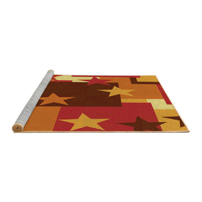 Sideview of Machine Washable Transitional Neon Orange Rug, wshpat2765yw