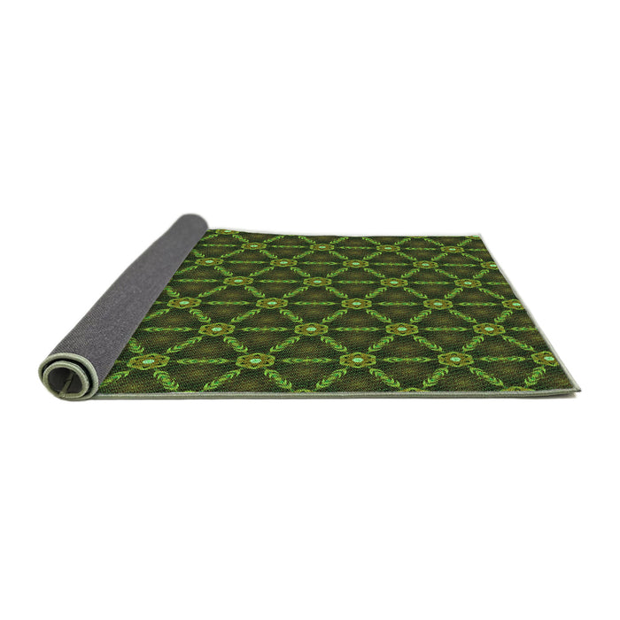 Thickness of Patterned Dark Lime Green Rug, pat2766grn