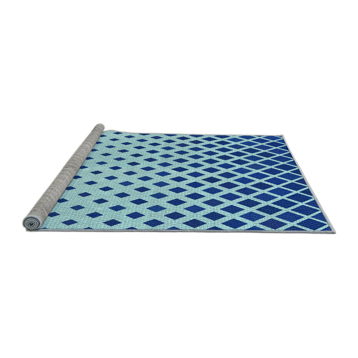 Sideview of Machine Washable Transitional Blue Rug, wshpat2767lblu