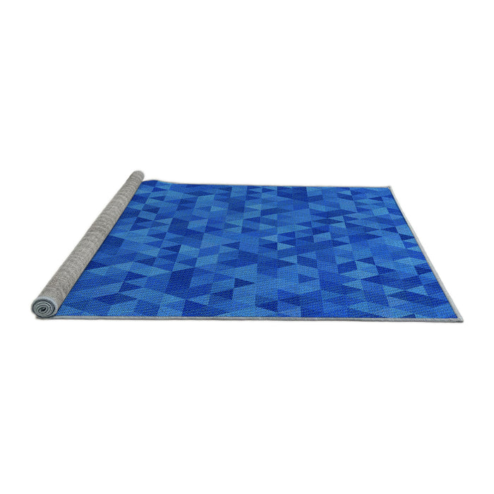 Sideview of Machine Washable Transitional Neon Blue Rug, wshpat2768lblu