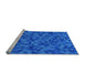 Sideview of Machine Washable Transitional Neon Blue Rug, wshpat2768lblu