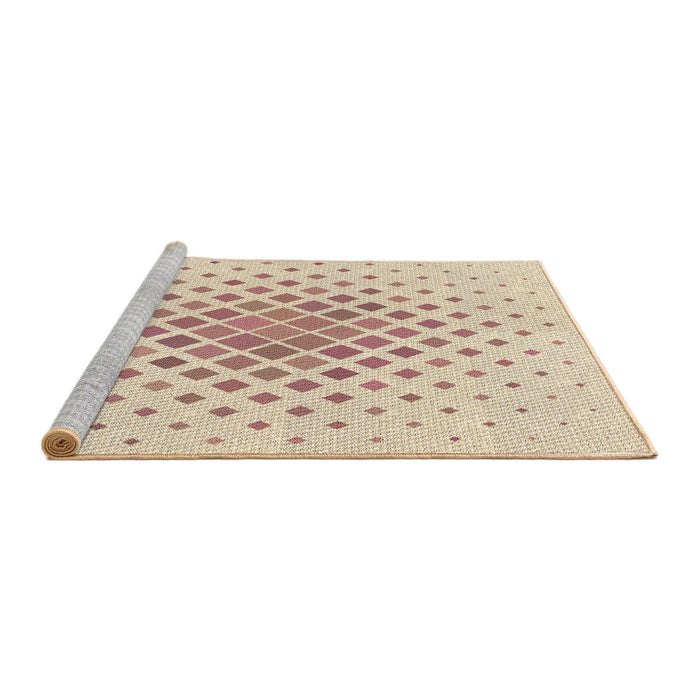 Sideview of Machine Washable Transitional Peach Beige Rug, wshpat2769brn