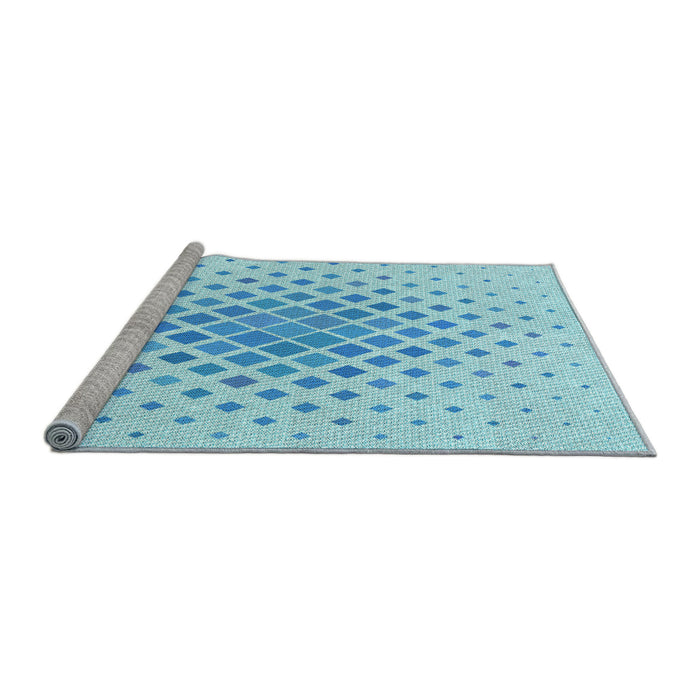 Sideview of Machine Washable Transitional Electric Blue Rug, wshpat2769lblu