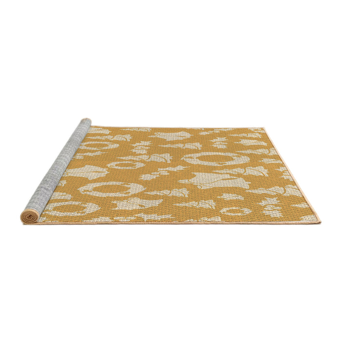 Sideview of Machine Washable Transitional Yellow Rug, wshpat277brn