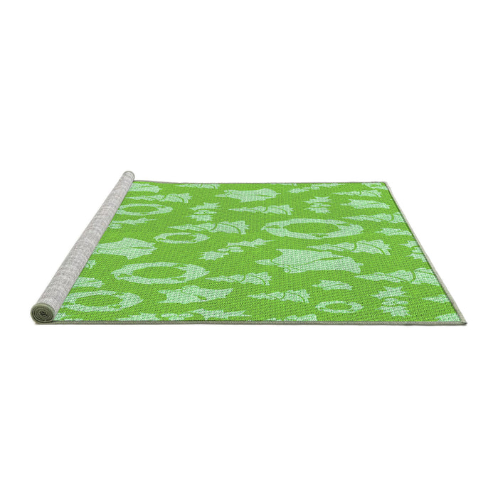 Sideview of Machine Washable Transitional Emerald Green Rug, wshpat277grn