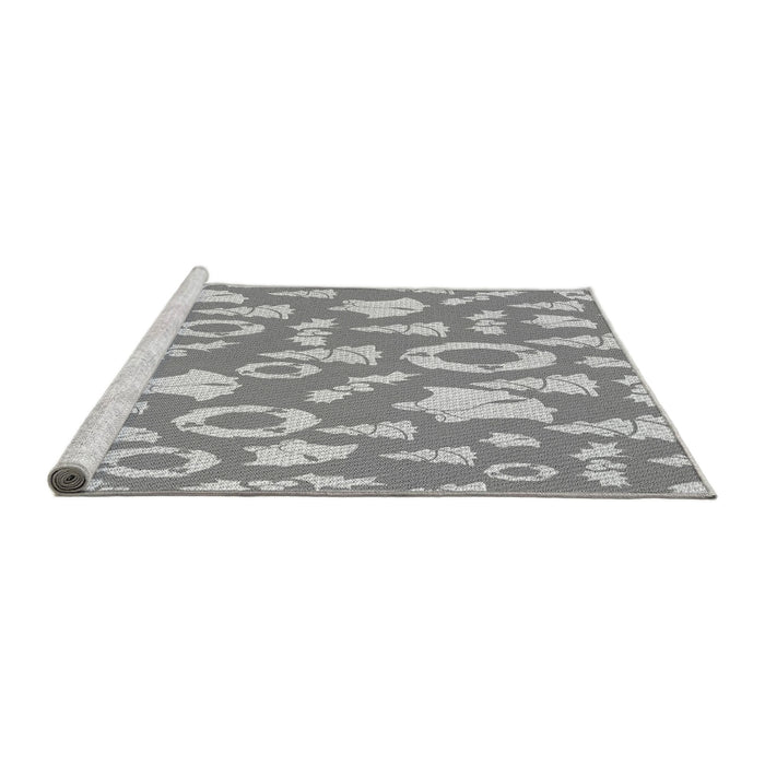Sideview of Machine Washable Transitional Platinum Gray Rug, wshpat277gry
