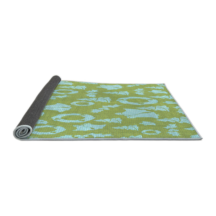 Thickness of Patterned Pale Green Rug, pat277lblu