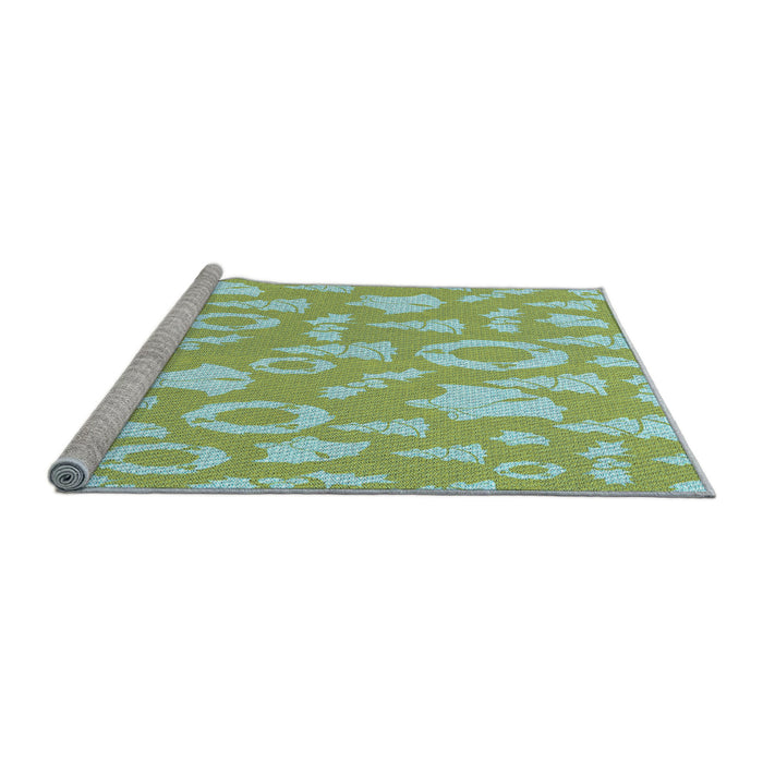 Sideview of Machine Washable Transitional Pale Green Rug, wshpat277lblu