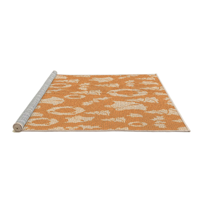 Sideview of Machine Washable Transitional Neon Orange Rug, wshpat277org