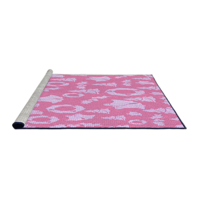 Sideview of Machine Washable Transitional Neon Pink Rug, wshpat277pur