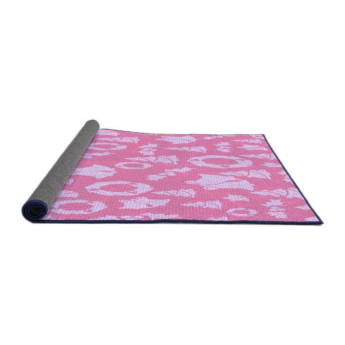 Thickness of Patterned Neon Pink Rug, pat277pur