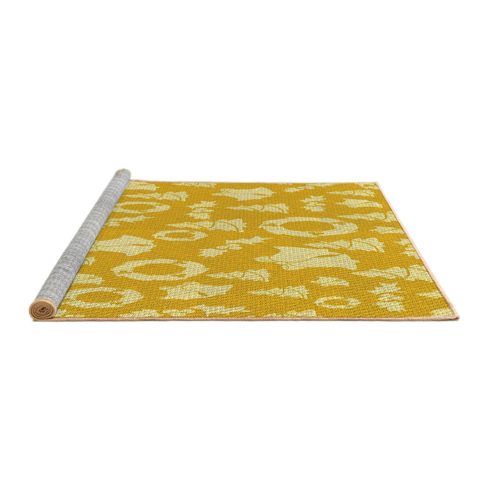 Sideview of Machine Washable Transitional Bold Yellow Rug, wshpat277yw