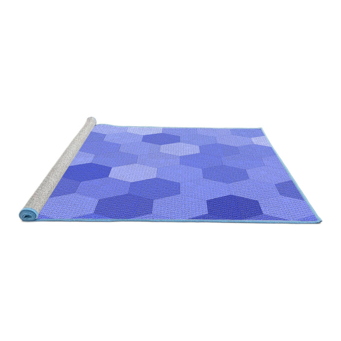 Sideview of Machine Washable Transitional Sky Blue Rug, wshpat2770blu