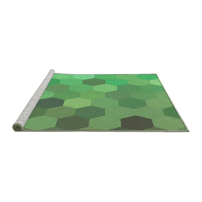 Sideview of Machine Washable Transitional Green Rug, wshpat2770grn