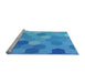 Sideview of Machine Washable Transitional Neon Blue Rug, wshpat2770lblu