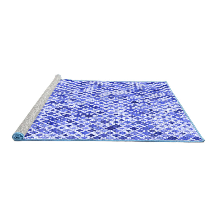 Sideview of Machine Washable Transitional Blue Rug, wshpat2771blu