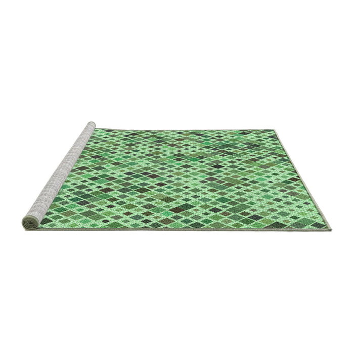 Sideview of Machine Washable Transitional Green Rug, wshpat2771grn