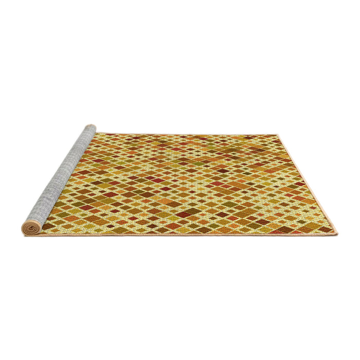 Sideview of Machine Washable Transitional Chrome Gold Yellow Rug, wshpat2771yw