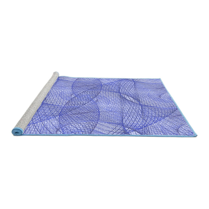 Sideview of Machine Washable Transitional Jeans Blue Rug, wshpat2773blu