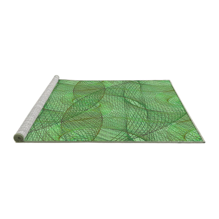 Sideview of Machine Washable Transitional Dark Lime Green Rug, wshpat2773grn