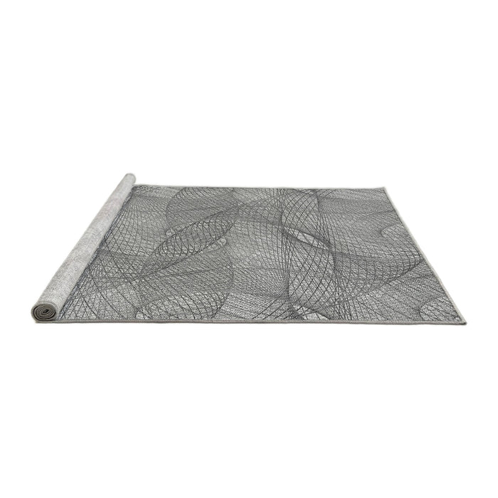 Sideview of Machine Washable Transitional Silver Gray Rug, wshpat2773gry