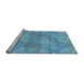 Sideview of Machine Washable Transitional Diamond Blue Rug, wshpat2773lblu