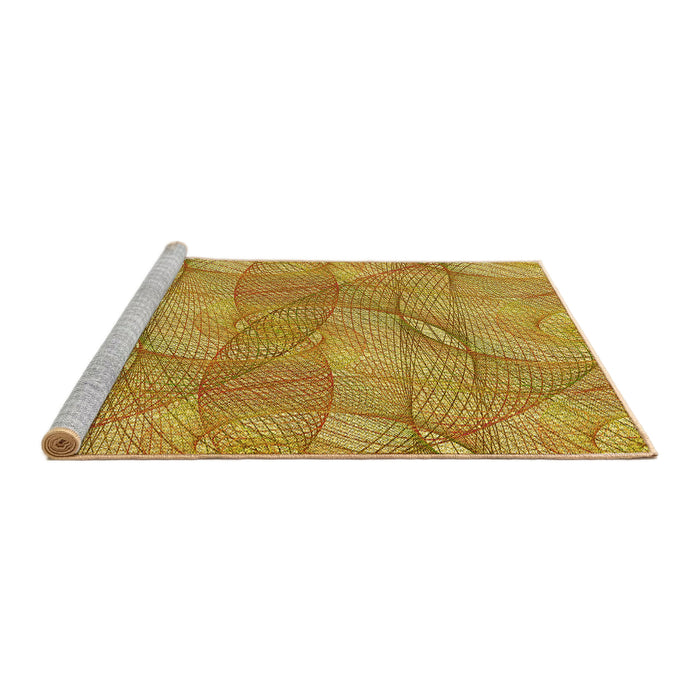 Sideview of Machine Washable Transitional Golden Brown Yellow Rug, wshpat2773yw