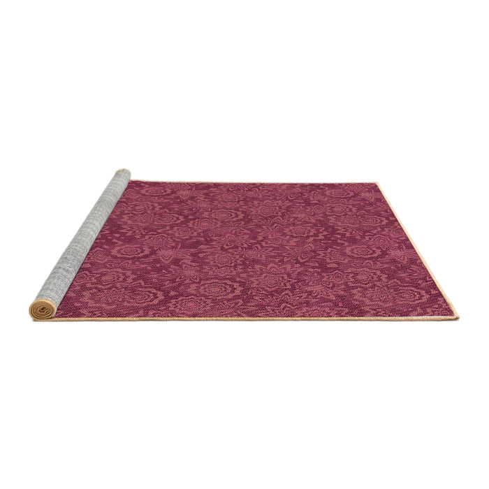 Sideview of Machine Washable Transitional Crimson Red Rug, wshpat2774brn