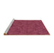 Sideview of Machine Washable Transitional Crimson Red Rug, wshpat2774brn