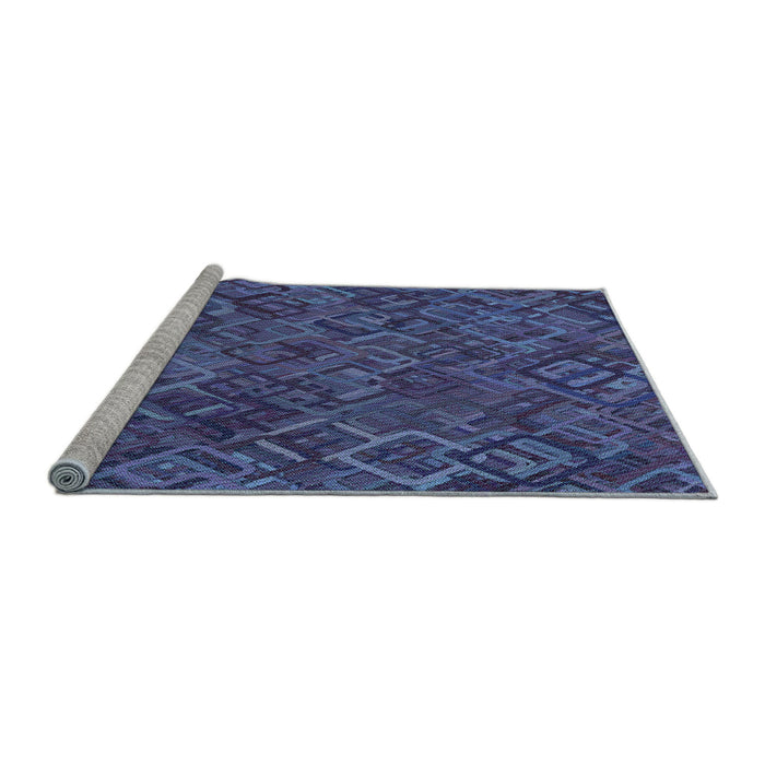 Sideview of Machine Washable Transitional Blue Rug, wshpat2775lblu
