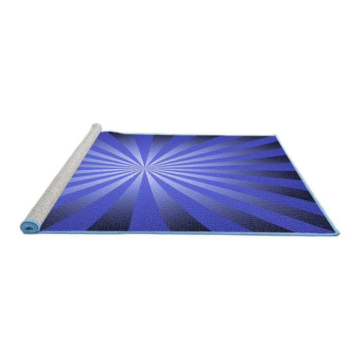Sideview of Machine Washable Transitional Cobalt Blue Rug, wshpat2776blu