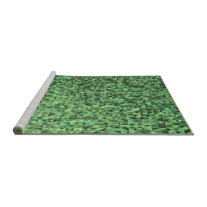 Sideview of Machine Washable Transitional Green Rug, wshpat2777grn