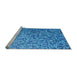 Sideview of Machine Washable Transitional Blue Rug, wshpat2777lblu