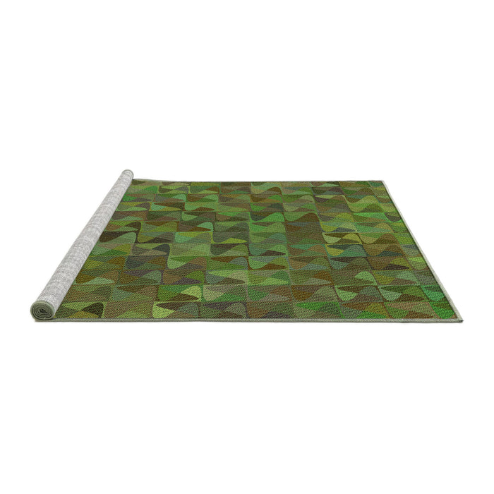 Sideview of Machine Washable Transitional Green Rug, wshpat2779grn