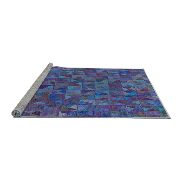 Sideview of Machine Washable Transitional Deep Periwinkle Purple Rug, wshpat2779lblu