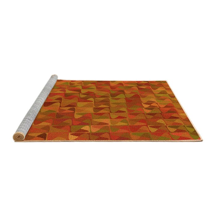 Sideview of Machine Washable Transitional Neon Orange Rug, wshpat2779yw
