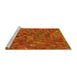 Sideview of Machine Washable Transitional Neon Orange Rug, wshpat2779yw