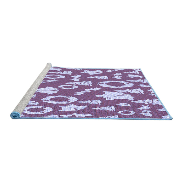 Sideview of Machine Washable Transitional Blue Rug, wshpat278blu