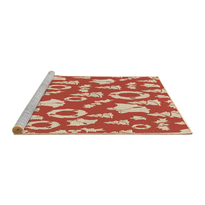 Sideview of Machine Washable Transitional Neon Red Rug, wshpat278brn