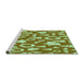 Sideview of Machine Washable Transitional Dark Yellow Green Rug, wshpat278grn